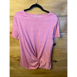 Casual Twist-Front Short Sleeve Tee - Pink